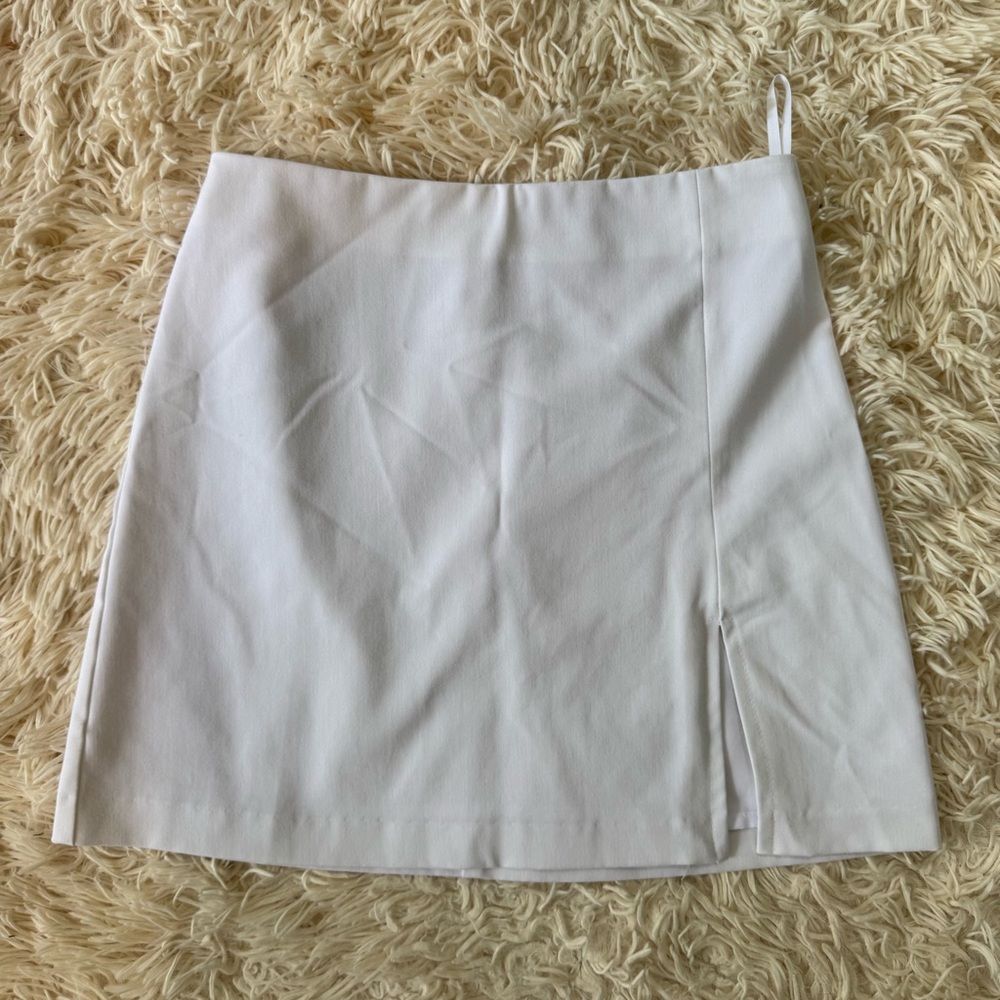 Sunday Best White Mini Skirt with Side Slit